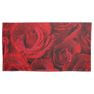 Housse D'oreillers De Belles Roses Rouges Avec Boutons D'Eau