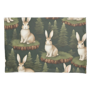 Housse D'oreillers De Mignons Bunnies Amusants Sur Arrière - plan À f
