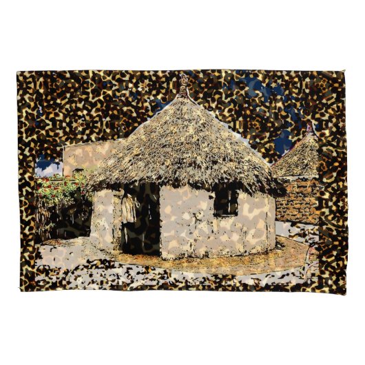 Housse D'oreillers Décor ethnique maison africaine (devant)