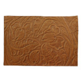 Housse D'oreillers Décor occidental cowboy floral, cuir marron foncé. (Dos)