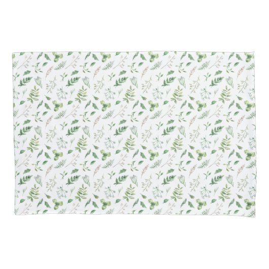 Housse D'oreillers Délicat Pillowcase de plantes sauvages vertes (devant)