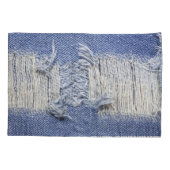 Housse D'oreillers Dénim bleu déchiré : texture de jeans. (Dos)