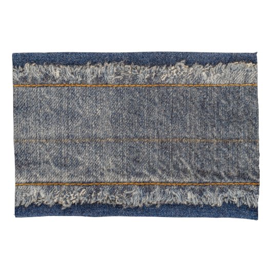 Housse D'oreillers Denim Blue Jeans : Décontracté Double Patch (devant)