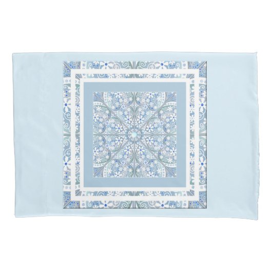 Housse D'oreillers Dentelle en céramique bleu clair (devant)