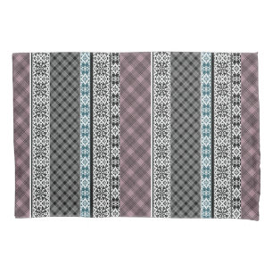 Housse D'oreillers Dentelle patchwork noir et blanc