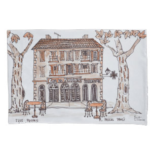Housse D'oreillers des platanes, Place Paoli, L'Ile Rousse, Corse