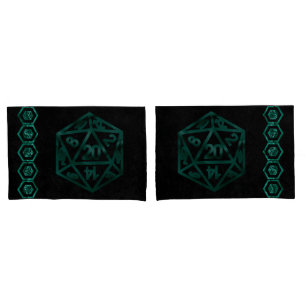 Housse D'oreillers Dés RPG Emerald Imaginaire Tabletop Retro Gamer
