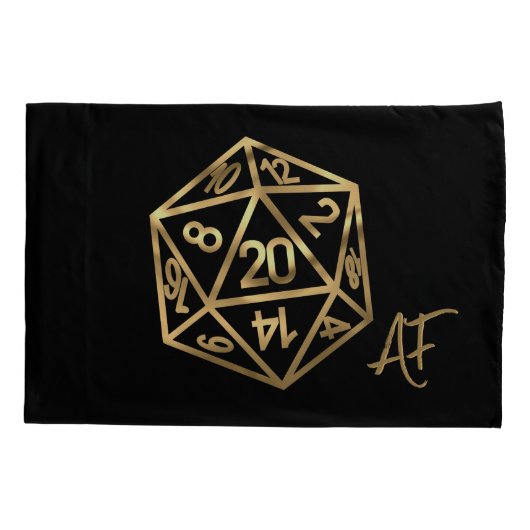 Housse D'oreillers Dés RPG | Gamer PnP Rétro Tabletop Imaginaire Or (Dos)