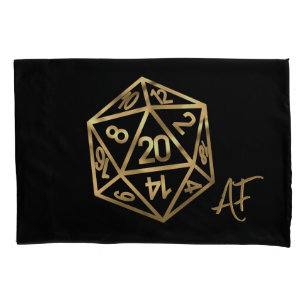 Housse D'oreillers Dés RPG Gamer PnP Rétro Tabletop Imaginaire Or