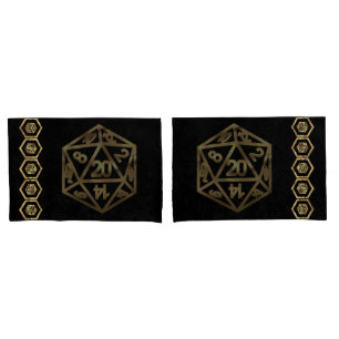 Housse D'oreillers Dés RPG Gamer PnP Rétro Tabletop Imaginaire Or
