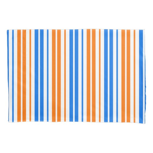 Housse D'oreillers Design bandes verticales orange bleu blanc (devant)