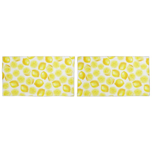 Housse D'oreillers Design citrons aquarelle (devant-Set)