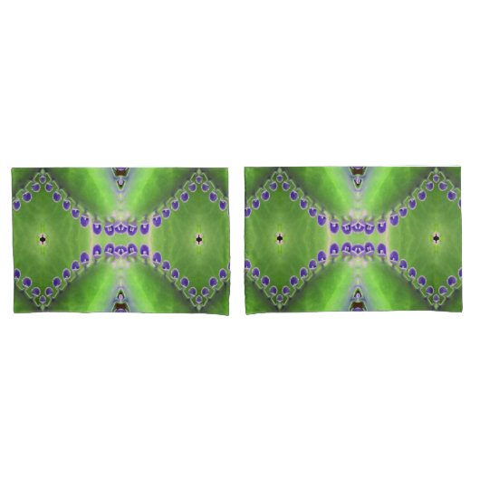 Housse D'oreillers Design vert et violet (devant-Set)