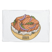 Housse D'oreillers dessin animé de bagel saumon (Dos)