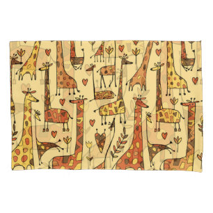 Housse D'oreillers Dessin De Giraffe, Amusant Design Sans Fil.
