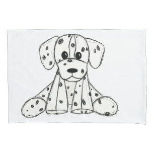 Housse D'oreillers Dessin simple de contour de chien en peluche dalma