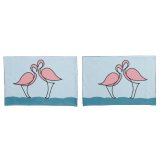 Housse D'oreillers Deux Flamants roses roses sur l'eau