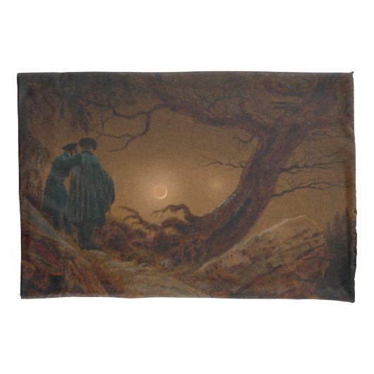 Housse D'oreillers Deux hommes envisagent la lune la nuit (devant-gauche)