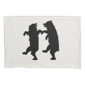 Housse D'oreillers Deux Ours Noir Danse Silhouette Blanc (devant-gauche)
