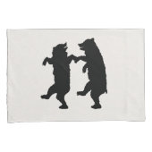Housse D'oreillers Deux Ours Noir Danse Silhouette Blanc (devant-Droit)