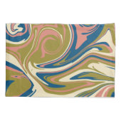 Housse D'oreillers Déversement - Bleu, Vert olive, Rose et Crème (Dos-gauche)