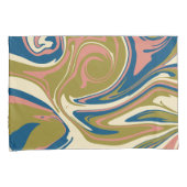 Housse D'oreillers Déversement - Bleu, Vert olive, Rose et Crème (devant-Droit)