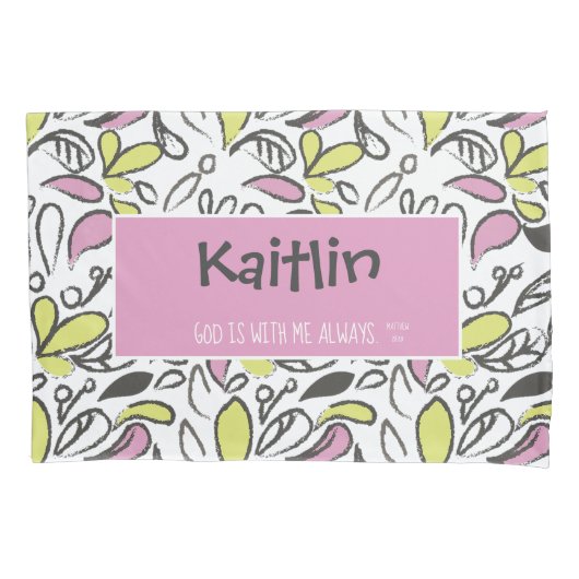 Housse D'oreillers Dieu est avec moi les Fleurs Whimsical (devant)