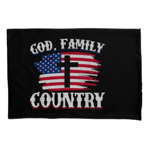 Housse D'oreillers Dieu Famille Pays American Drapeau Croix Christian