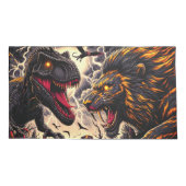 Housse D'oreillers Dinosaure et Lion combat (Dos)