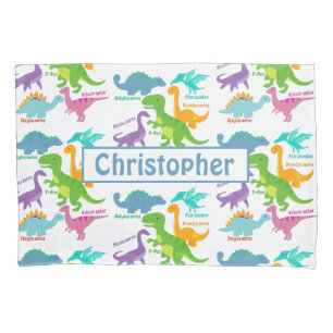 Housse D'oreillers Dinosaure Et Noms De Petits Enfants