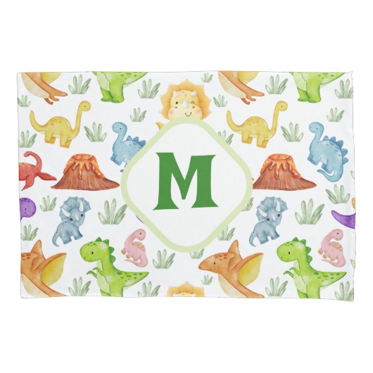 Housse D'oreillers Dinosaure monogramme mignon (devant)