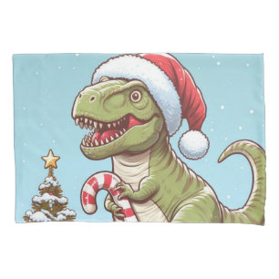 Housse D'oreillers Dinosaure sucre de canne de Noël mignon