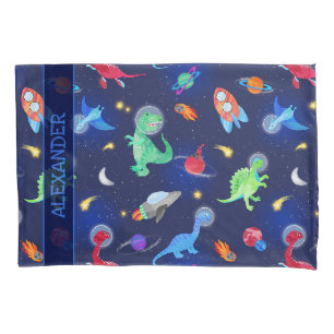 Housse D'oreillers Dinosaures astronautes à l'aquarelle dans l'espace