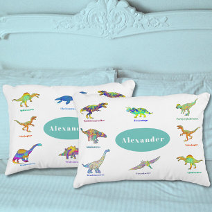 Housse D'oreillers Dinosaures colorés Nom personnalisé et photo
