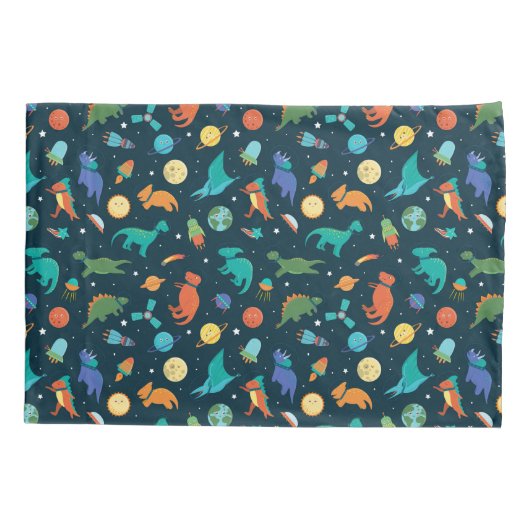 Housse D'oreillers Dinosaures Dans Les Planètes Spatiales Rocket Ship (Dos)