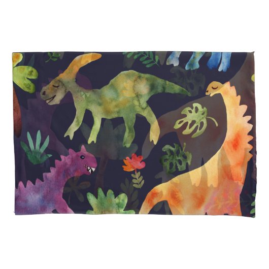 Housse D'oreillers Dinosaures floraux : Aquarelle (devant)