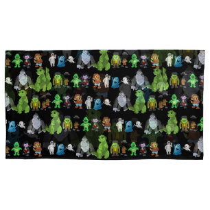 Housse D'oreillers Dix petits monstres Coque Coussin (Noir)