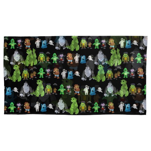Housse D'oreillers Dix petits monstres Coque Coussin (Noir) (devant)