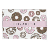Housse D'oreillers Donuts Roses, Donuts Brown, Sprinkings, Votre Nom (devant)