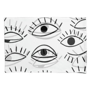 Housse D'oreillers Doodle eye, motif créatif sans couture.