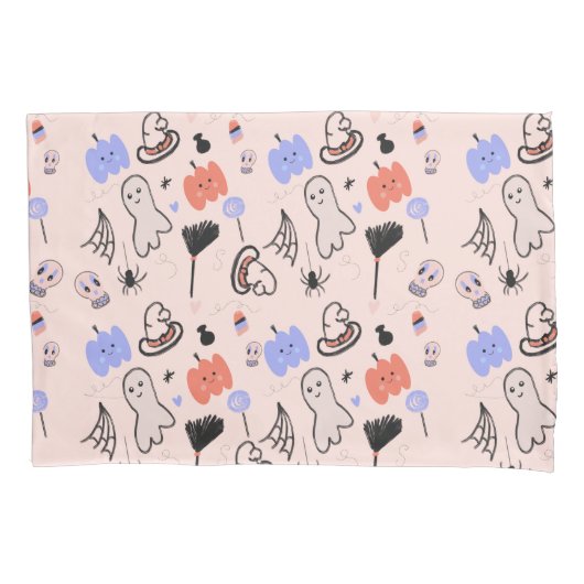 Housse D'oreillers Doodles à thème Vintage Halloween (devant)