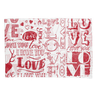 Housse D'oreillers Doodles d'amour à la main, charmant motif.