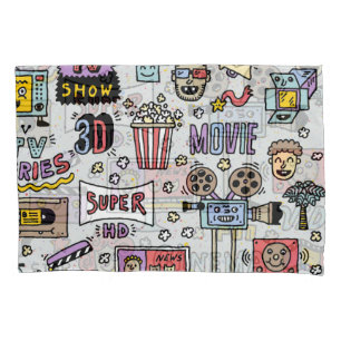 Housse D'oreillers Doodles de série TV : Drôle ensemble Vintage.