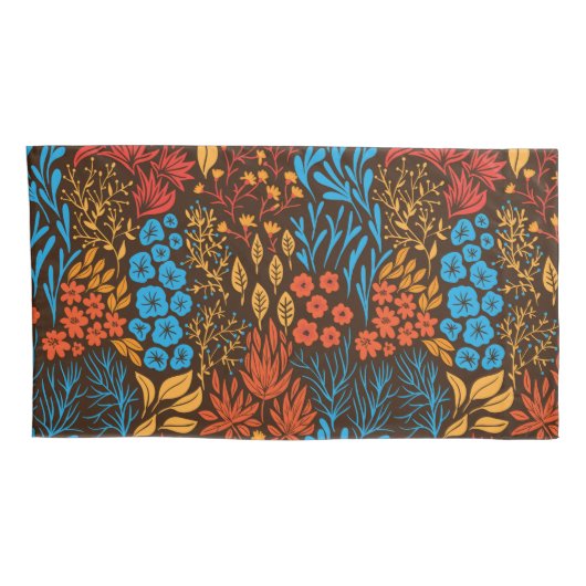 Housse D'oreillers Doodles floraux foncés (Dos-Droit)