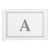 Housse D'oreillers Double bordure gris Monogramme Couple Coussin Coqu (devant-Droit)