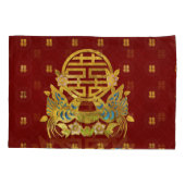 Housse D'oreillers Double symbole de bonheur d'or avec des oiseaux (Dos)