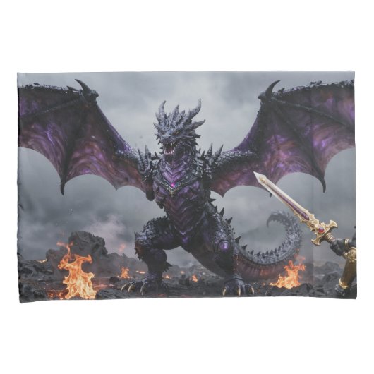 Housse D'oreillers Dragon and Warrior Confrontation (devant-Droit)