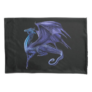 HOUSSE D'OREILLERS DRAGON BLEUE À ÉCRAN BLEUE