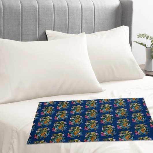 Housse D'oreillers Dragon chinois vert Koi