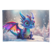Housse D'oreillers Dragon dans la neige. (devant)